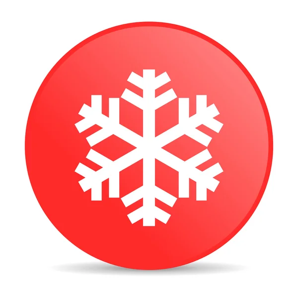 Floco de neve vermelho círculo web ícone brilhante — Fotografia de Stock
