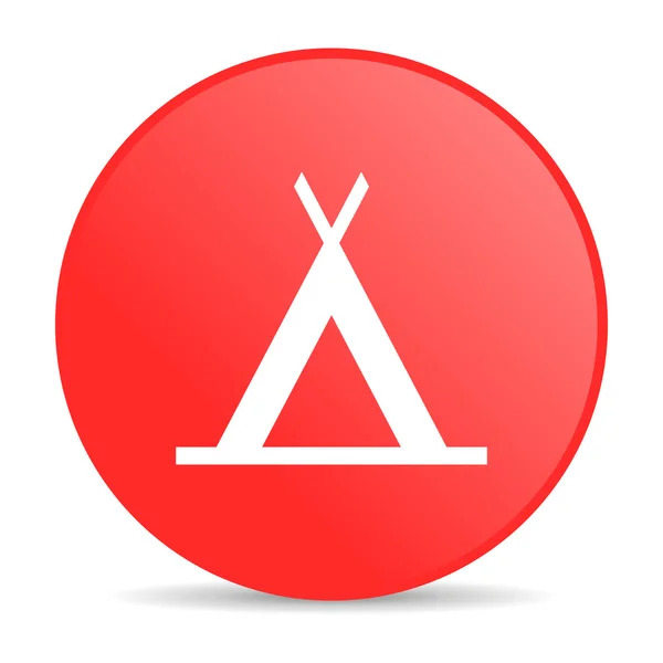 Camping red circle web glossy icon — Stock Photo, Image