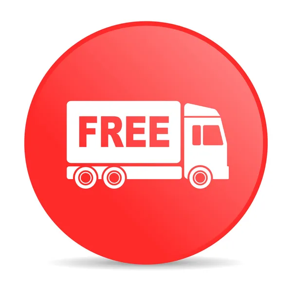 무료 배달 빨간색 원 웹 광택 아이콘 — 스톡 사진