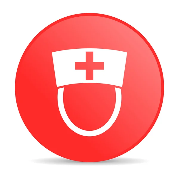 Verpleegkundige rode cirkel web glanzende pictogram — Stockfoto