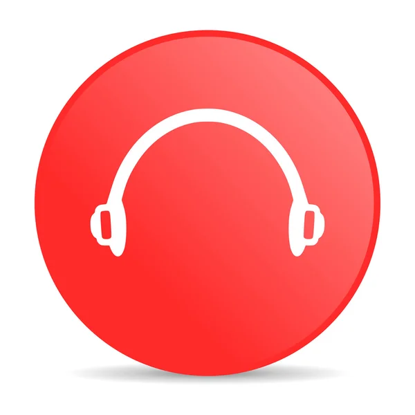 ヘッドフォン赤丸 web 光沢のあるアイコン — ストック写真