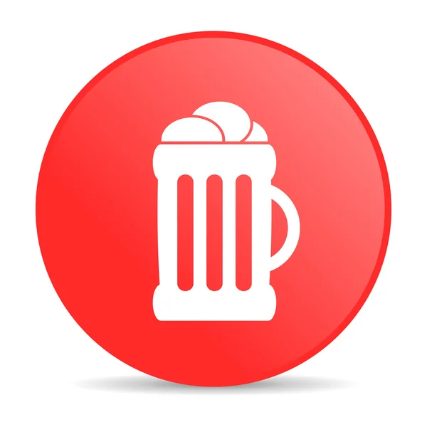 Bira kırmızı daire web parlak simgesi — Stok fotoğraf