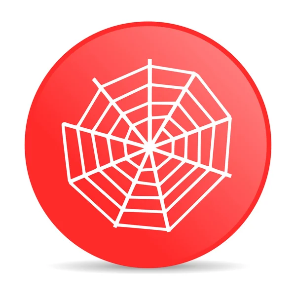 Spider web rode cirkel web glanzende pictogram — Stockfoto