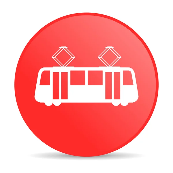 Tram cerchio rosso web icona lucida — Foto Stock