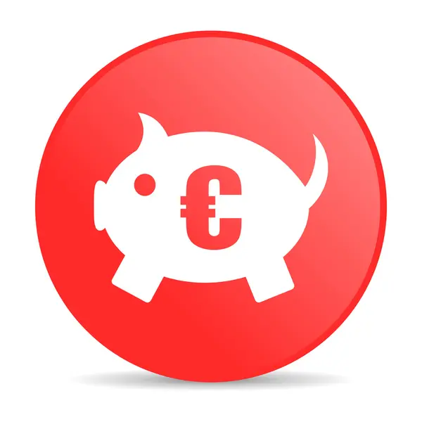 Piggy bank rode cirkel web glanzende pictogram — Stockfoto