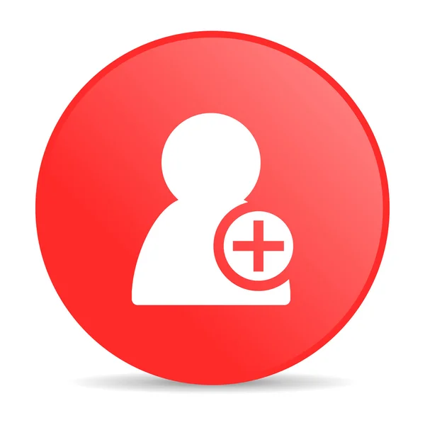 Lägga till kontakt röd cirkel web blanka ikonen — Stockfoto