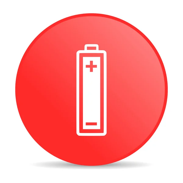 Battery red circle web glossy icon — Stock Photo, Image