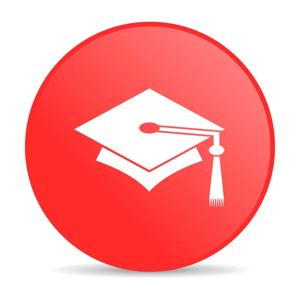 Afstuderen rode cirkel web glanzende pictogram — Stockfoto