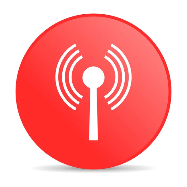 Lesklý ikona webové WiFi červený kruh — Stock fotografie