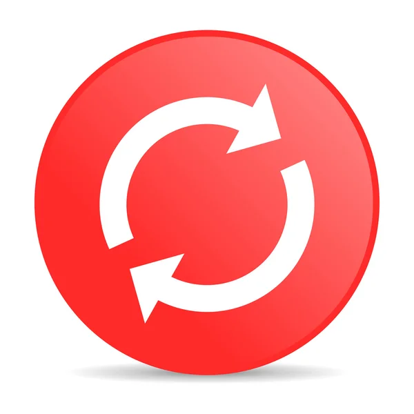 Odświeżyć czerwone koło WWW błyszczący ikona — Zdjęcie stockowe