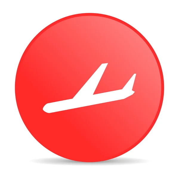 Airplane red circle web glossy icon — Stock Photo, Image