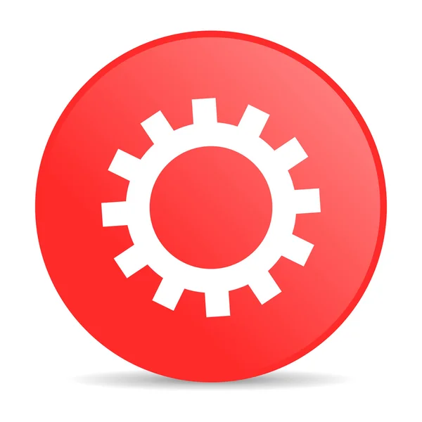 Engrenagens vermelho círculo web ícone brilhante — Fotografia de Stock
