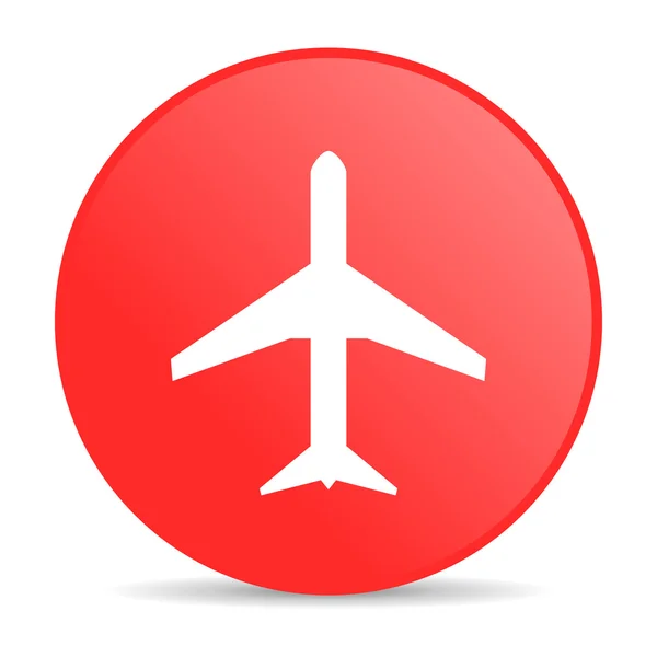 비행기 빨간색 원 웹 광택 아이콘 — 스톡 사진