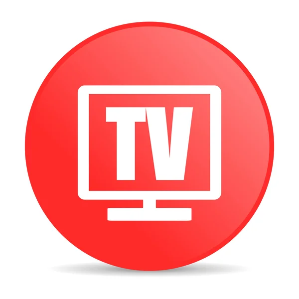 Tv red circle web glossy icon — Stock Photo, Image