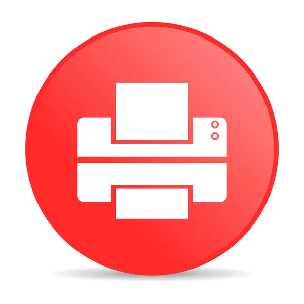Printer red circle web glossy icon — Stock Photo, Image