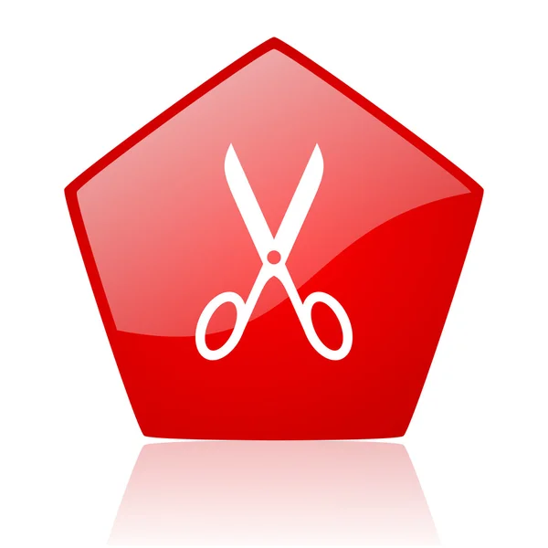 Schaar rode web glanzende pictogram — Stockfoto
