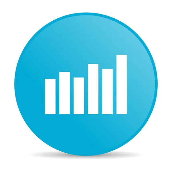 Gráfico de barras azul círculo web ícone brilhante — Fotografia de Stock