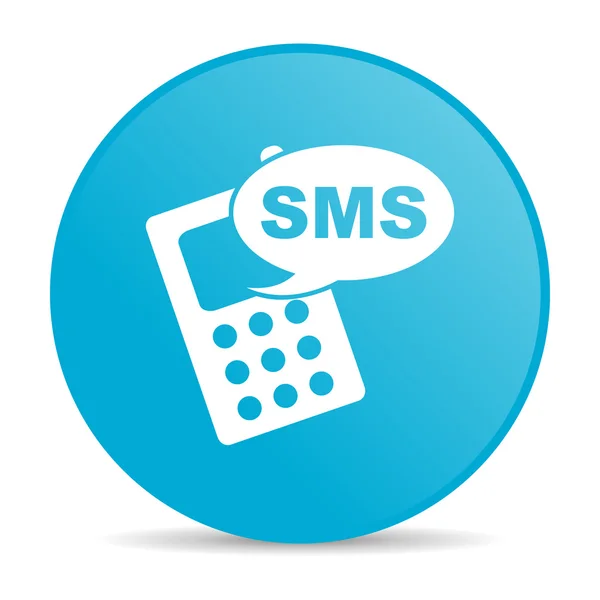 Sms azul círculo web ícone brilhante — Fotografia de Stock