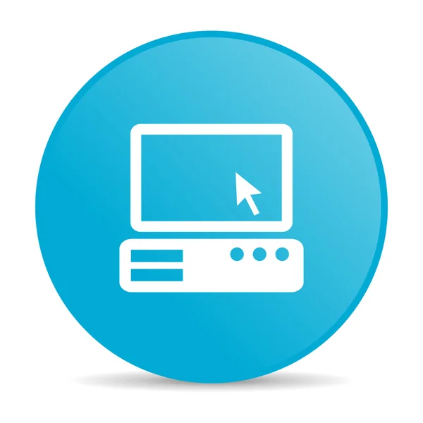 PC blauwe cirkel web glanzende pictogram — Stockfoto