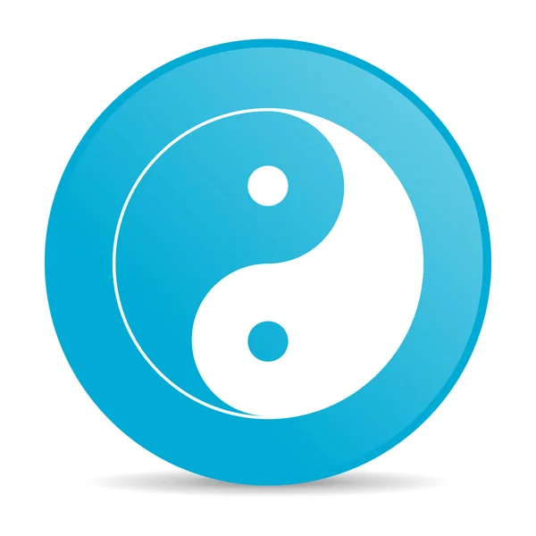 Ying yang blauwe cirkel web glanzende pictogram — Stockfoto