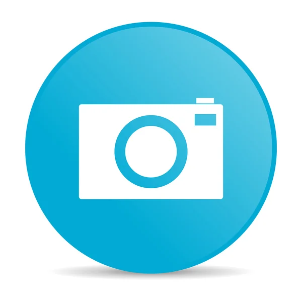 Blå cirkel web glansigt kameraikonen — Stockfoto