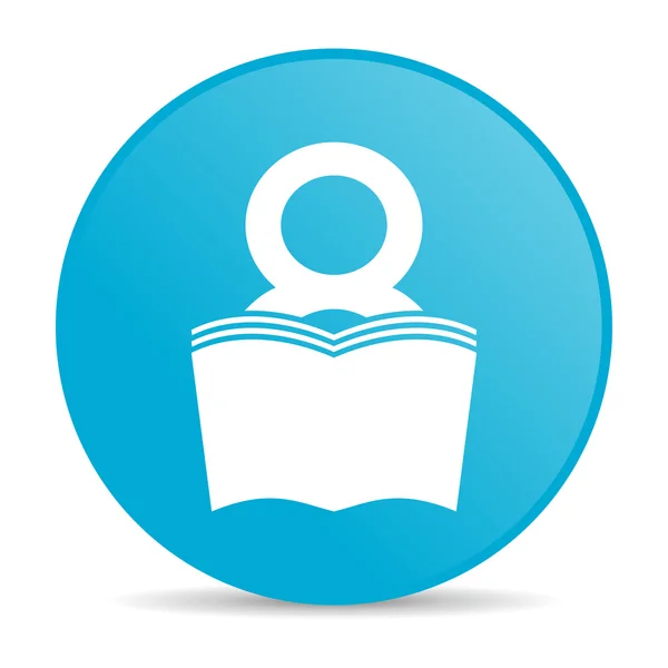 Blauwe cirkel web glanzende boekpictogram — Stockfoto