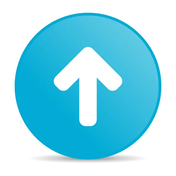 Flecha hacia arriba azul círculo web brillante icono —  Fotos de Stock