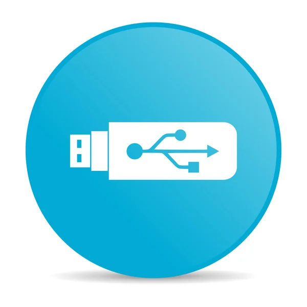 Usb azul círculo web ícone brilhante — Fotografia de Stock