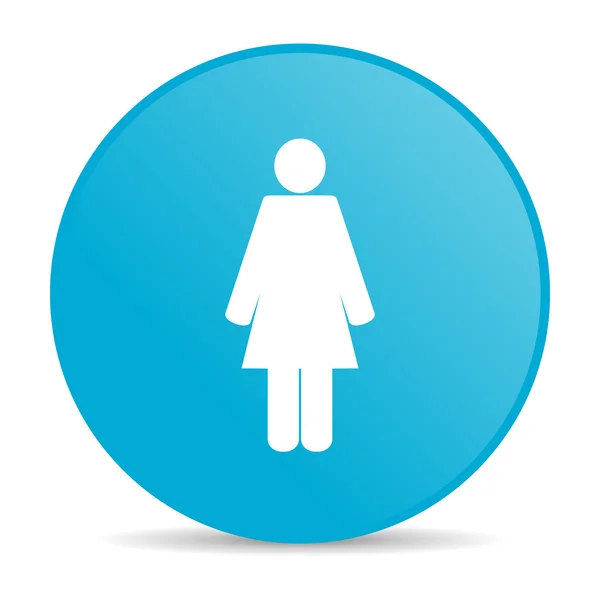 Femme cercle bleu web icône brillante — Photo