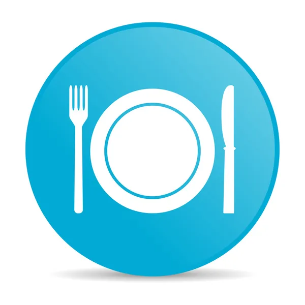 食物蓝色圆圈 web 光泽图标 — 图库照片