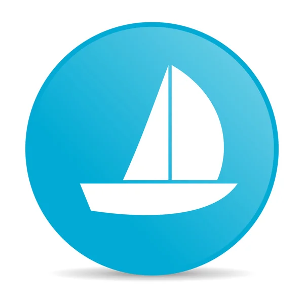 Jacht niebieski koło WWW błyszczący ikona — Zdjęcie stockowe