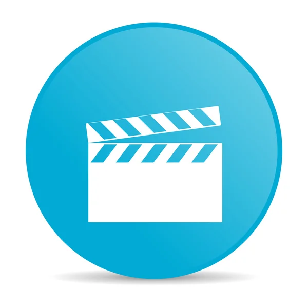 Film kék kör web glossy icon — Stock Fotó