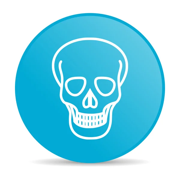 Lesklý ikona webové lebka modrý kruh — Stock fotografie