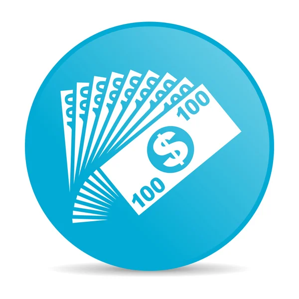 Dinheiro azul círculo web ícone brilhante — Fotografia de Stock