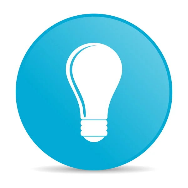 Lâmpada azul círculo web ícone brilhante — Fotografia de Stock
