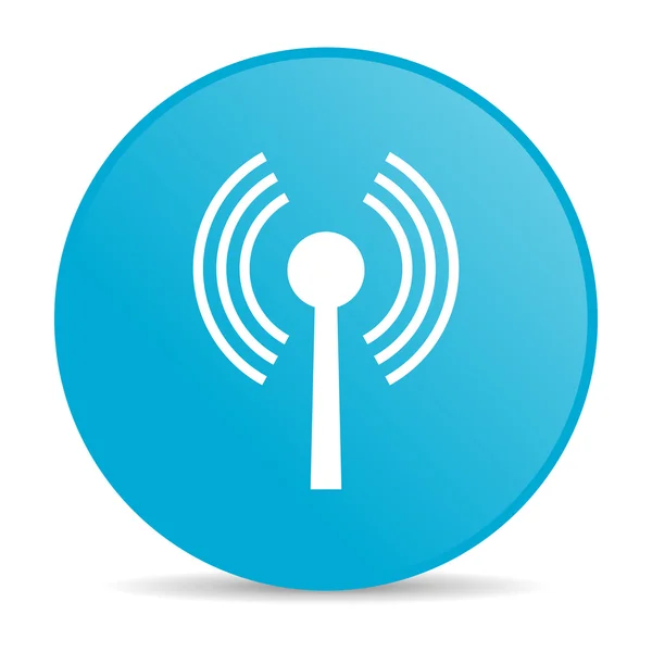 WiFi niebieskie koło WWW błyszczący ikona — Zdjęcie stockowe