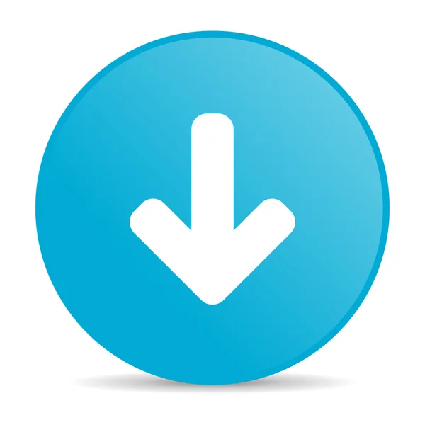 Seta para baixo círculo azul web ícone brilhante — Fotografia de Stock
