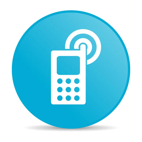 Telefon mobil albastru cerc web lucios pictogramă — Fotografie, imagine de stoc