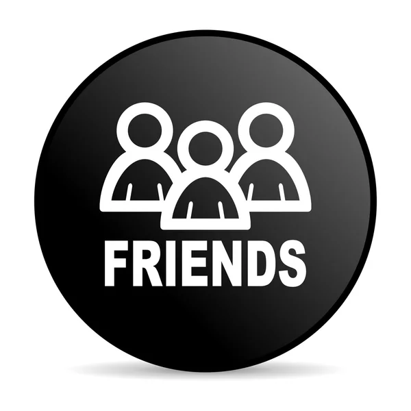 Φίλοι μαύρο γυαλιστερό εικονίδιο web κύκλο — Φωτογραφία Αρχείου
