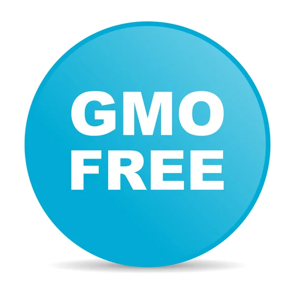 GMO ücretsiz mavi daire web parlak simgesi — Stok fotoğraf