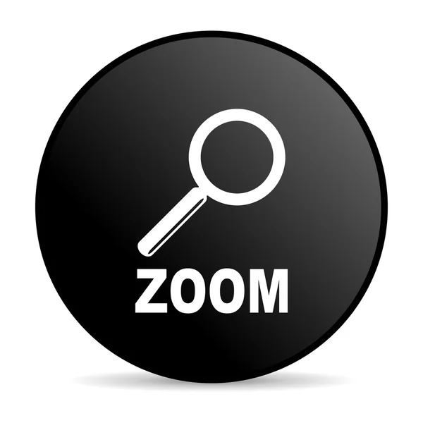Zoom círculo preto web ícone brilhante — Fotografia de Stock