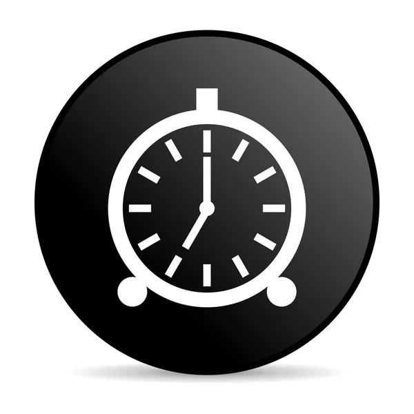 Alarm clock black circle web glossy icon — Stock Photo, Image