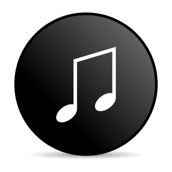 音楽の黒い円 web 光沢のあるアイコン — ストック写真