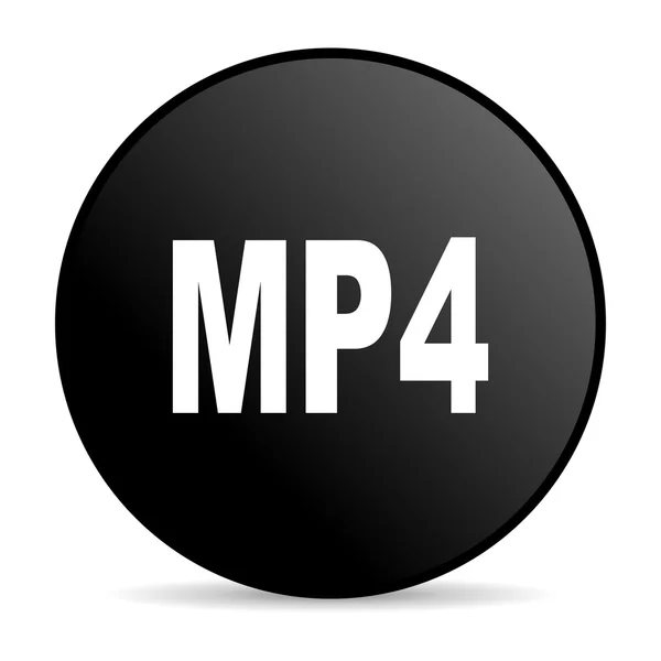 Mp4 negro círculo web brillante icono —  Fotos de Stock