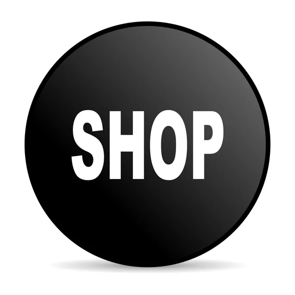 Tienda círculo negro web icono brillante —  Fotos de Stock