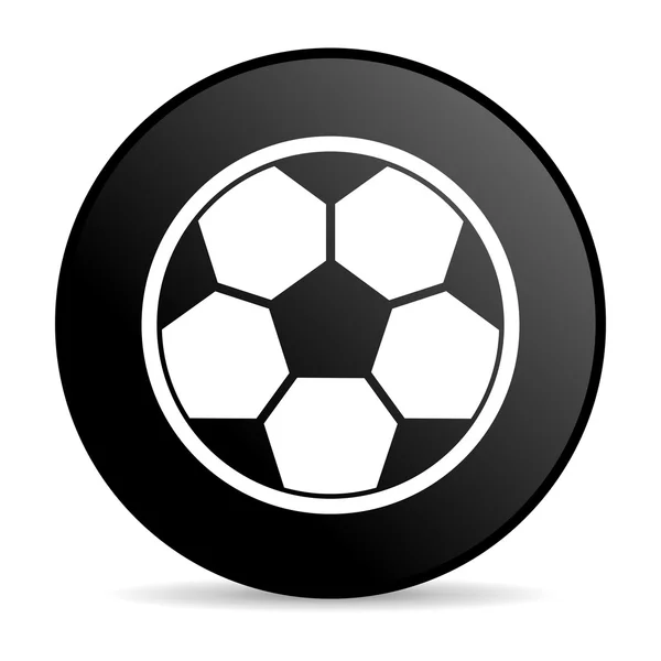 Piłka nożna czarne koło WWW błyszczący ikona — Zdjęcie stockowe