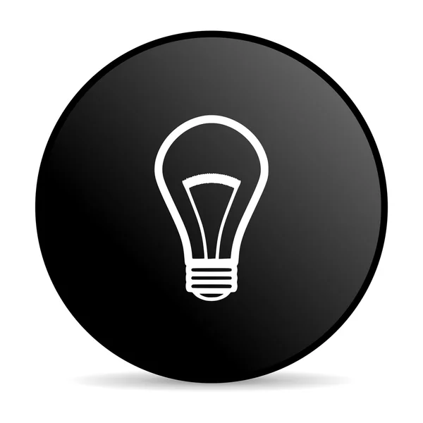 光沢のある黒い円 web の電球アイコン — ストック写真