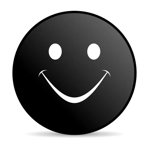 Smile black circle web glossy icon — Stock Photo, Image