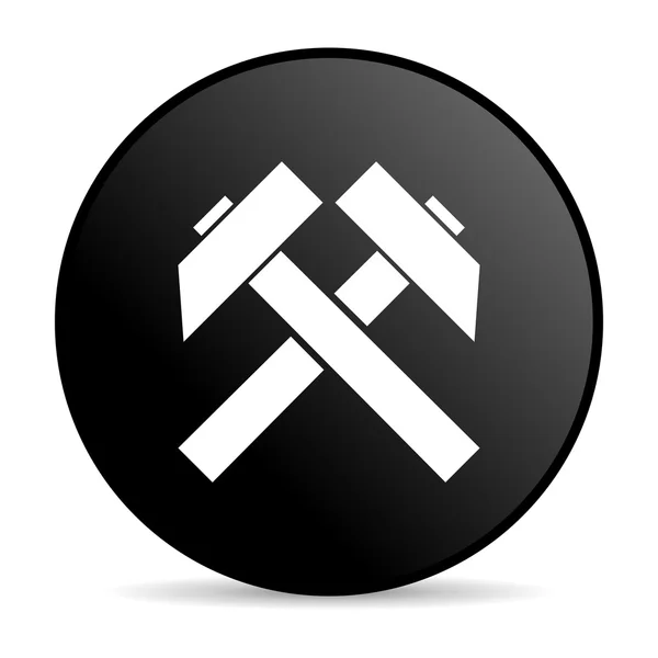 Górnictwo czarne koło WWW błyszczący ikona — Zdjęcie stockowe