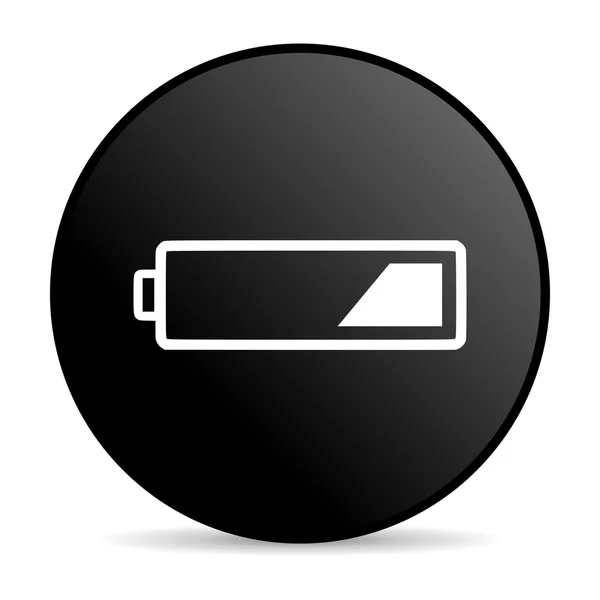 Γυαλιστερό εικονίδιο μπαταρίας μαύρο κύκλο web — Φωτογραφία Αρχείου